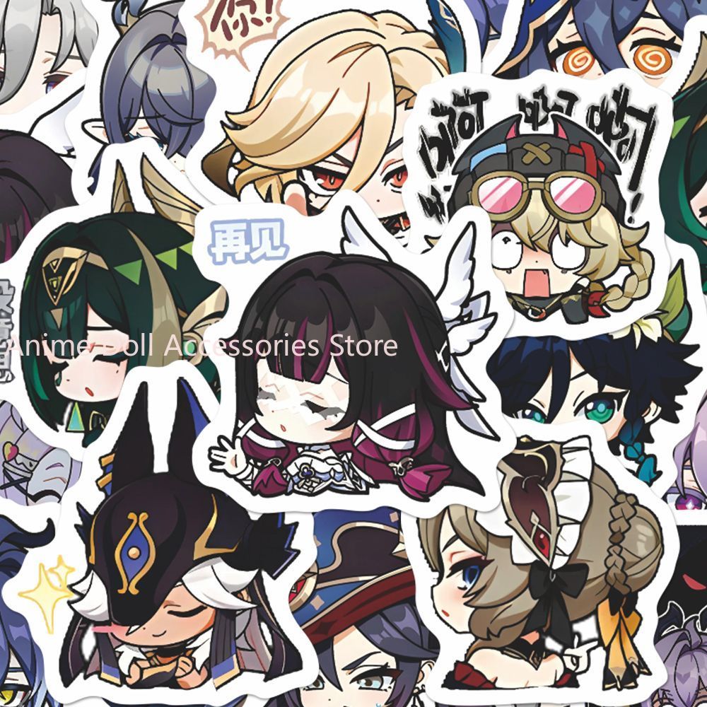 Laptop Original Accessories - 64PCS เก็นชิน อิมแพ็ค มูนเมเดนอะนิเมะสติกเกอร์การ์ตูนกราฟฟิตี้สติ๊กเกอร์หมวกกันน็อคสเก็ตบอร์ดแล็ปท็อปสติกเกอร์ตกแต่งรถจักรยานยนต์