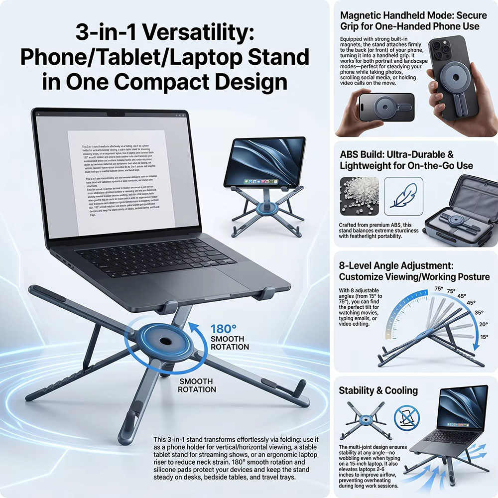 ที่วางโทรศัพท์แม่เหล็กแบบพกพาแ - Laptop Extra Accessories บทวิจารณ์และราคา
